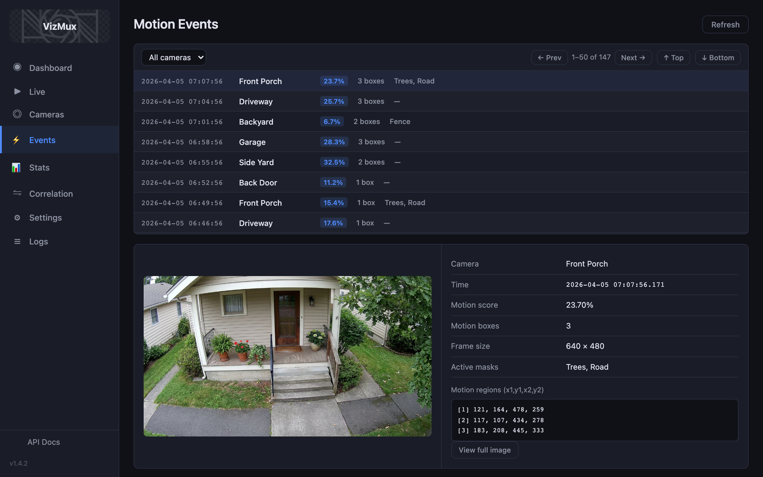 VizMux Events Browser